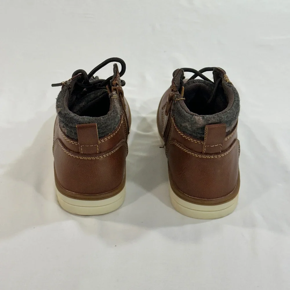 Thereabouts Connor Boys Boots Size 12M Brown Faux Leather Side Zip Memory Foam
